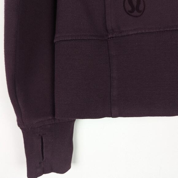 Lululemon Purple Velvet Floral Flock Pullover Sweatshirt in Black Cherry Size 4 - Picture 5 of 8
